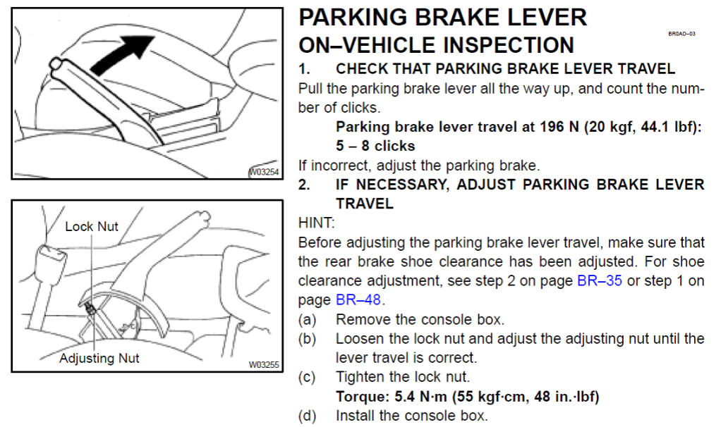 1992 toyota camry parking brake adjustment #1