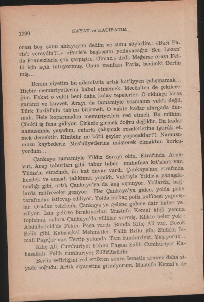 Rıza Nur Hayat Ve Hatıratım Birinci Baskı Dördüncü Cilt Atatürk ...