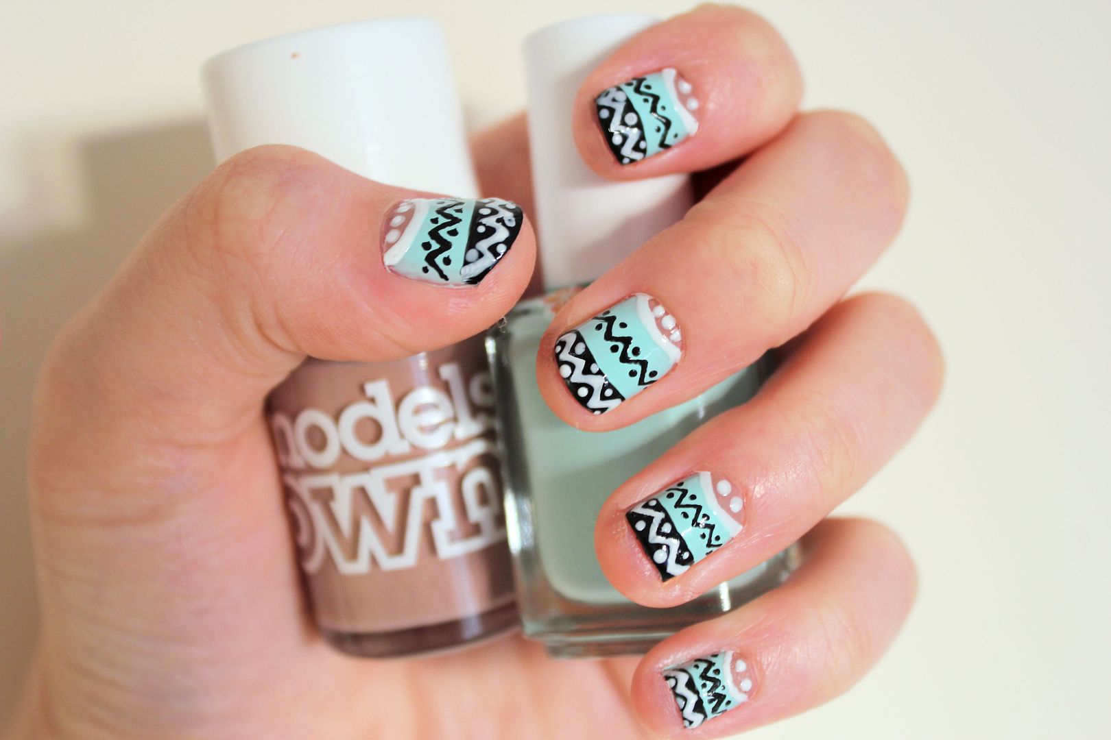 My first attempt at Aztec nails, a trend that seems to be everywhere at the